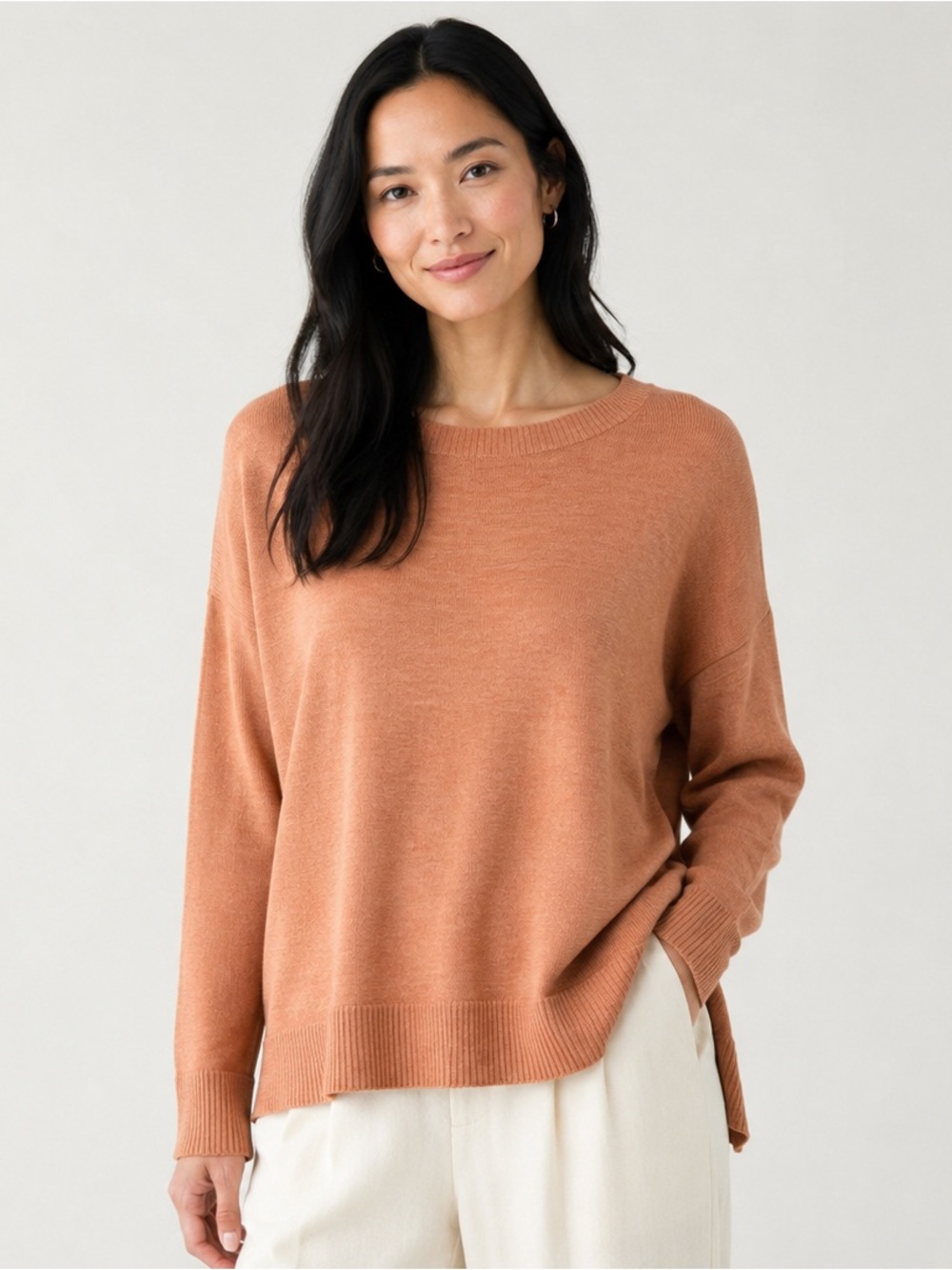 Eileen Fisher 100% Merino Wool Relaxed Knit Sweater XL Minimalist